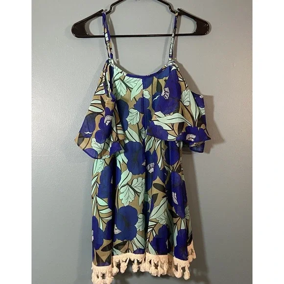 ANTHROPOLOGIE Judith March Top‎ Flutter Sleeve Woman Small Floral Tassels Resort - Picture 7 of 8